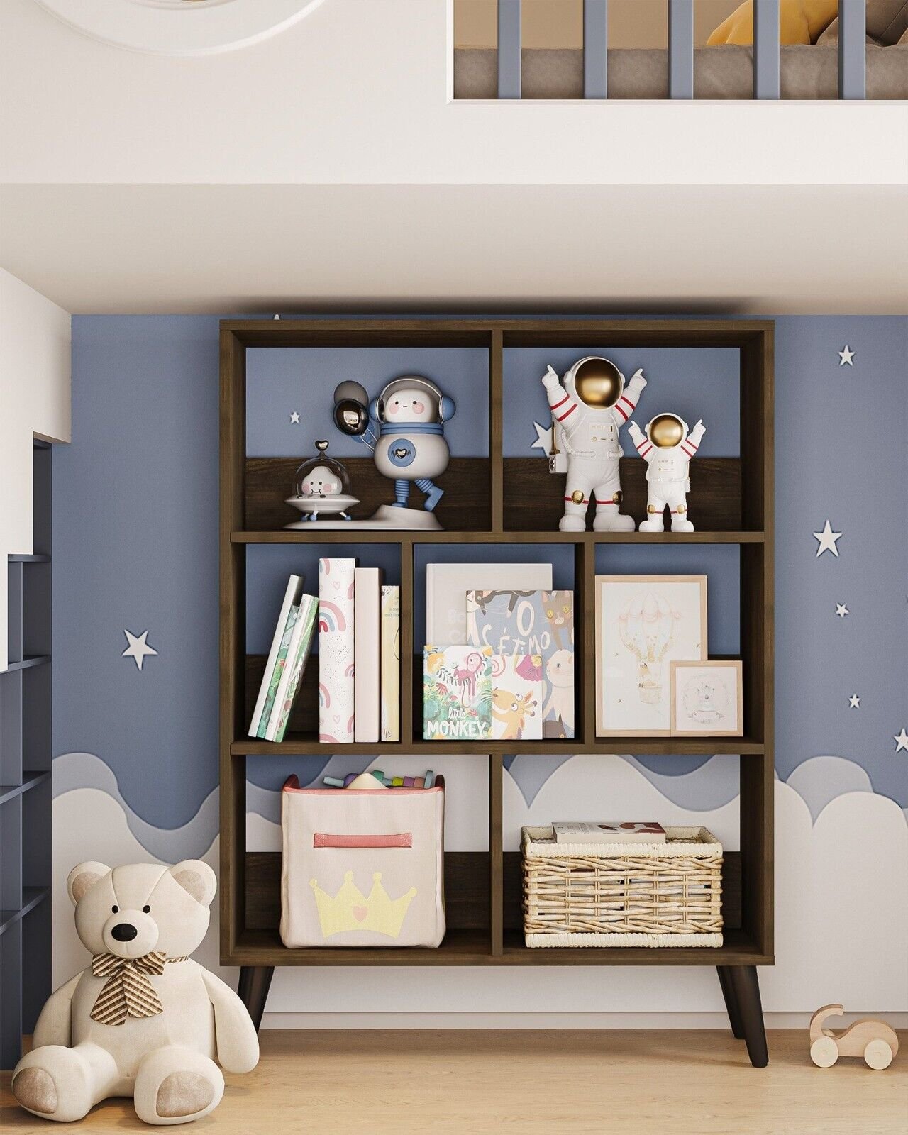 Bücherregal Standregal Raumteiler Aufbewahrungsregal mit 7 Fächern Büroregal – Bild 5