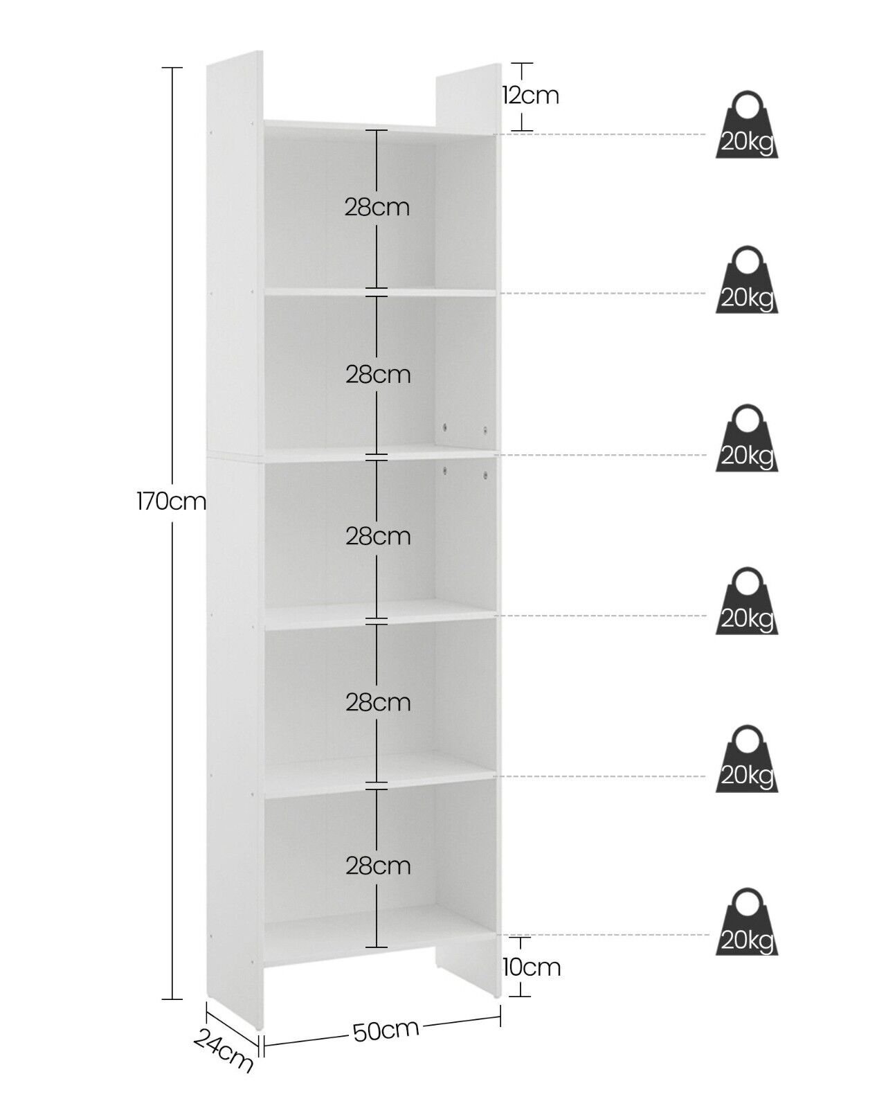 Bücherregal Regal Bücherschrank Raumteiler Standregal Büroregal 6 Fächer Weiß – Bild 5