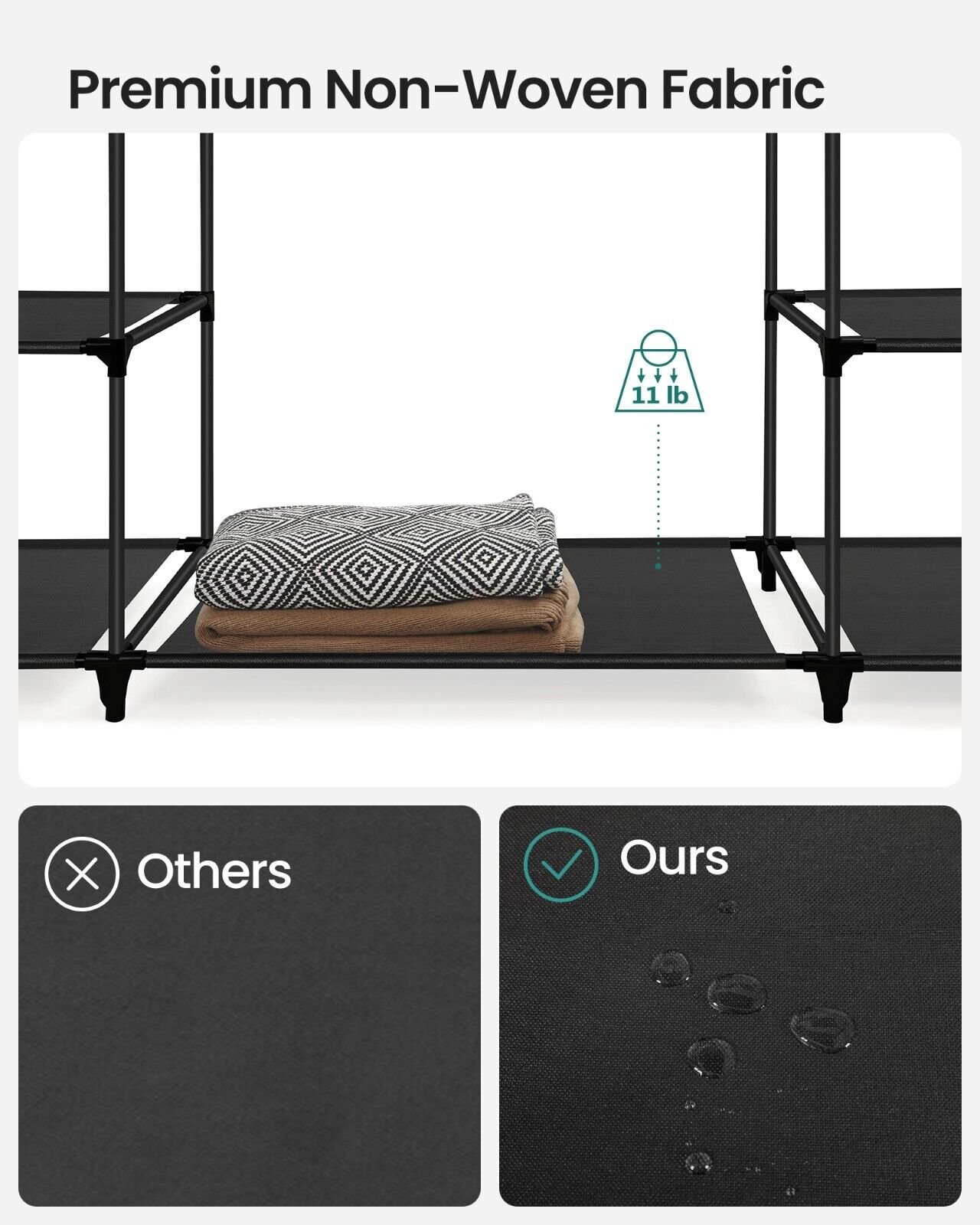 Kleiderschrank für Schlafzimmer Ankleidezimmer Stoffschrank Kinderzimmer Schwarz – Bild 5